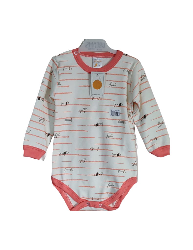 body bebe naranjo rayado rosa