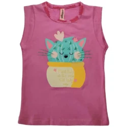 Musculosa para nena gatito rosa