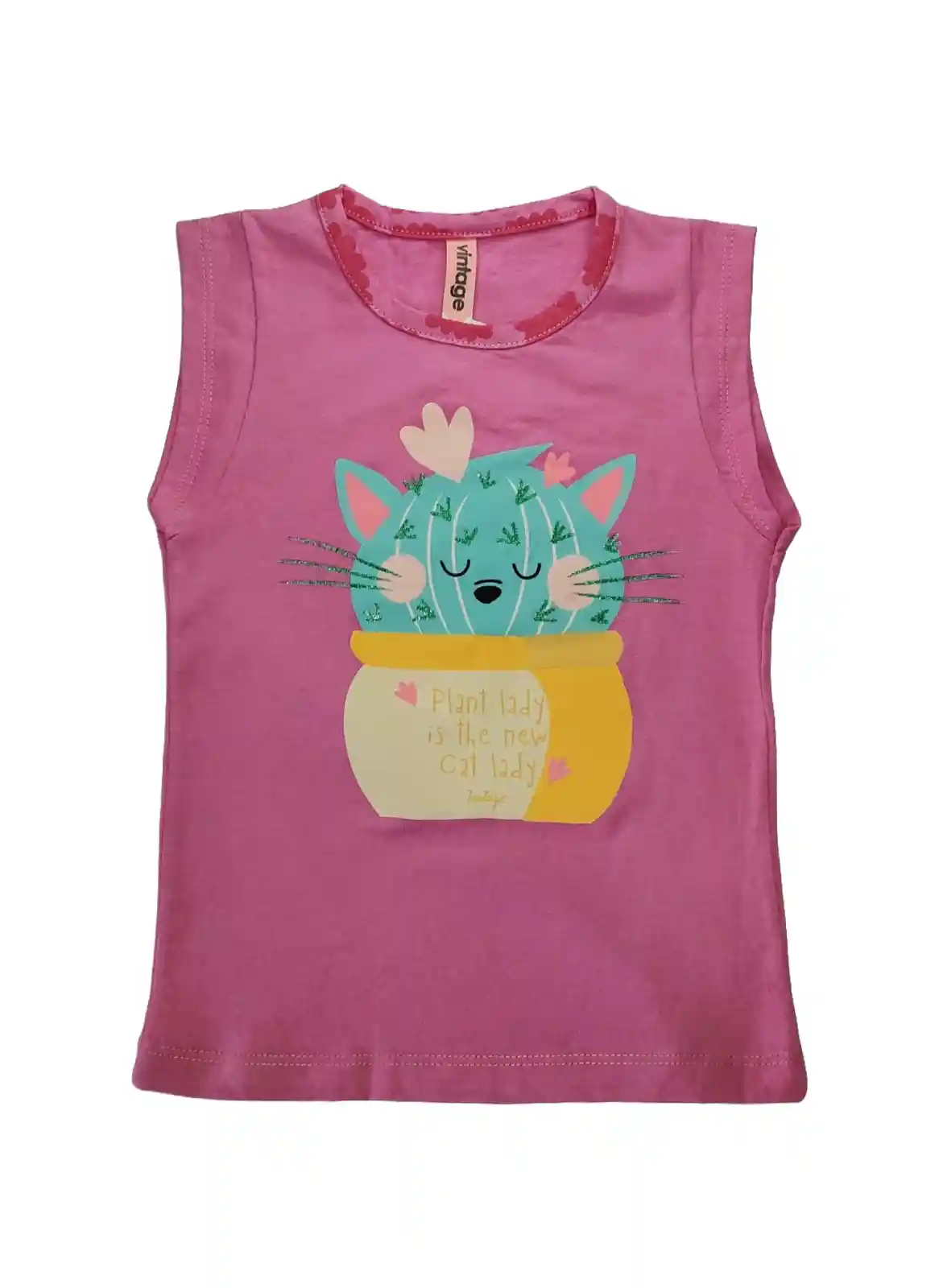 Musculosa para nena gatito rosa
