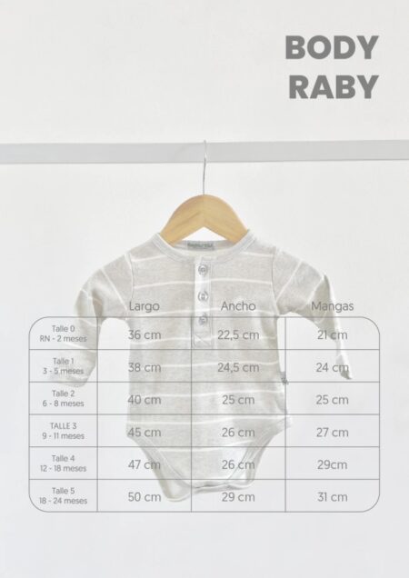 talles body de bebe rabi