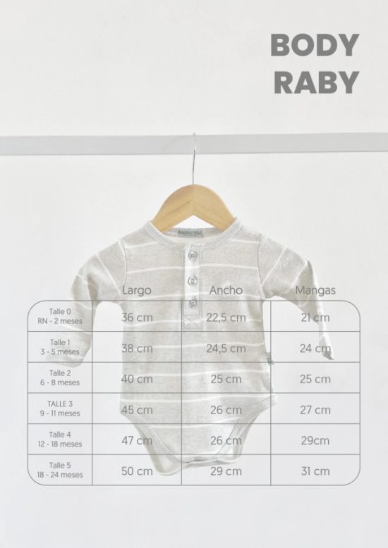 talles body de bebe rabi
