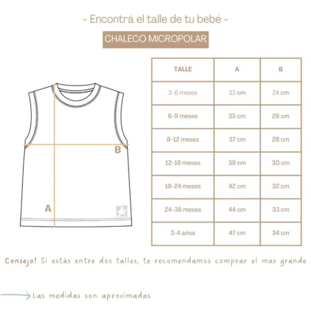 talles chaleco micro polar