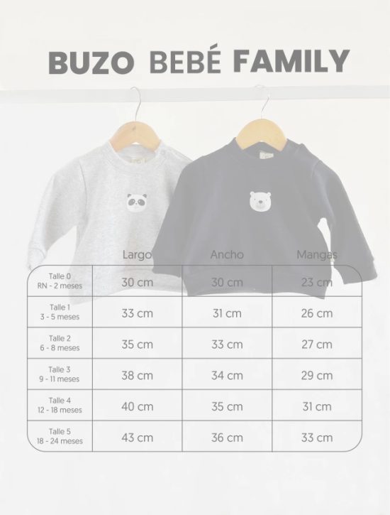 talles buzo bebe family