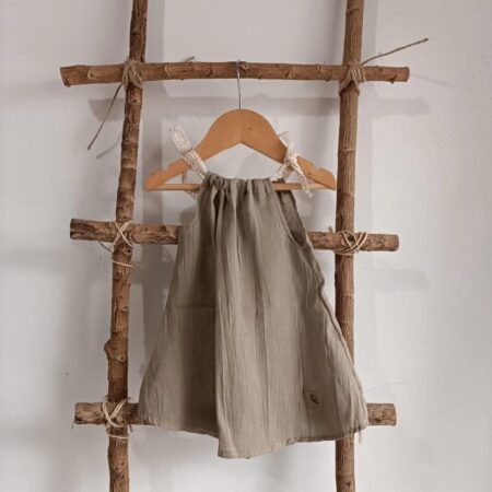 vestido gasa gris cemento