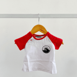 remera bebe palm blanco y rojo