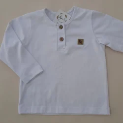 remera bebe botones manga larga blanco