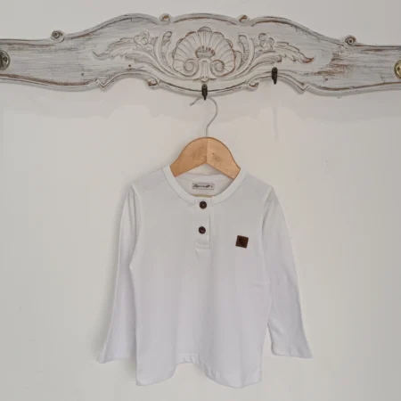 remera bebe botones manga larga blanco