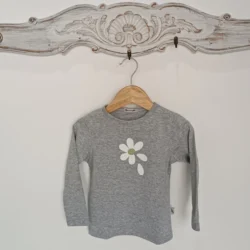 remera bebe margarita gris
