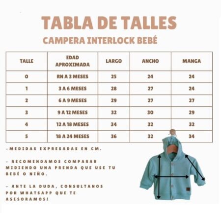 talle campera bebe interlock