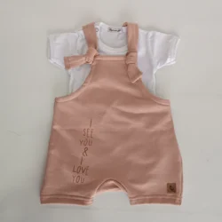 Jardinero Rustico estampado rosa