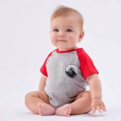 Remera bebe Palm gris-rojo