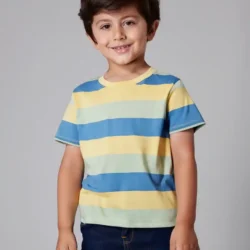 Remera kids rayas azul amarillo verde