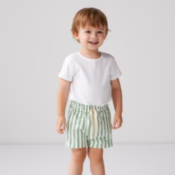 Short bebe lino Rayas verde