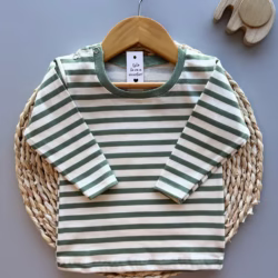 Remera bebé rayada verde